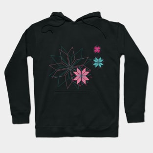 Blooming flowerdesign made of bright geometrical elements in pink and mint Hoodie